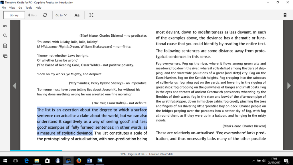 Stockwell, P. (2002) Cognitive Poetics: An Introduction, London. Image @adynamicreader - The day I approached the historical