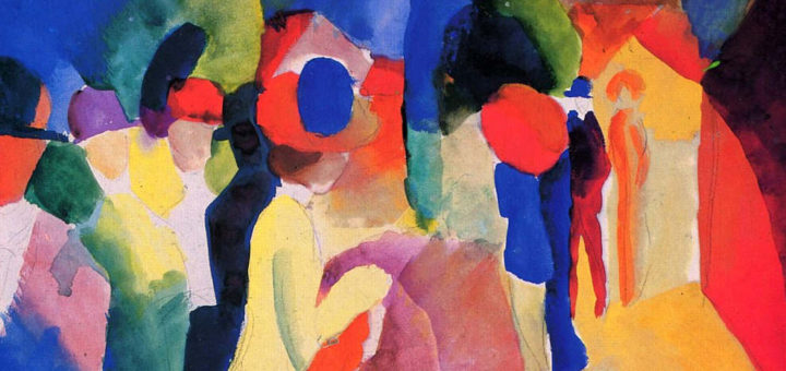 “Woman with a Yellow Jacket” by August Macke